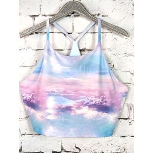 OLD NAVY Active Powersoft Bra Top Skyscape Print Shelf Bra Racerback XXL NWT